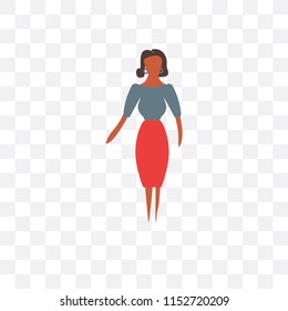 standing African woman vector icon isolated on transparent background, standing African woman logo concept