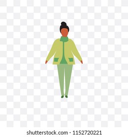 standing African woman vector icon isolated on transparent background, standing African woman logo concept