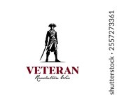  Standing American Patriot Revolution War.Veteran Army Logo Design