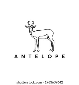 standing antelope line art logo design vector