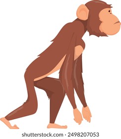 Standing ape. Prehistoric monkey animal walking side view