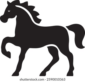 standing Arabian horse silhouette horse black Icon Vector sticker symbol 