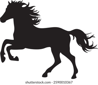 standing Arabian horse silhouette horse black Icon Vector sticker symbol 