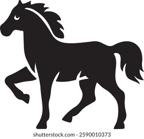 standing Arabian horse silhouette horse black Icon Vector sticker symbol 