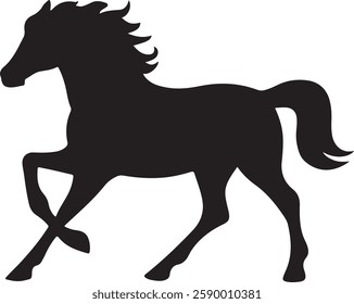 standing Arabian horse silhouette horse black Icon Vector sticker symbol 