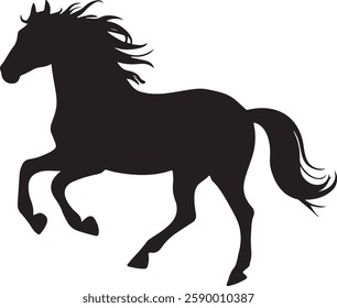 standing Arabian horse silhouette horse black Icon Vector sticker symbol 