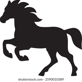 standing Arabian horse silhouette horse black Icon Vector sticker symbol 