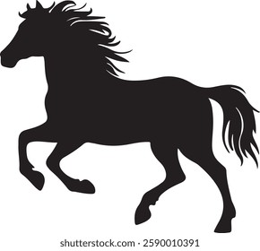 standing Arabian horse silhouette horse black Icon Vector sticker symbol 