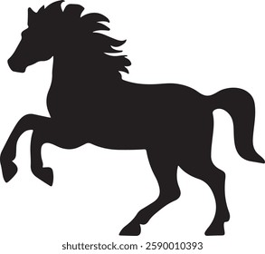 standing Arabian horse silhouette horse black Icon Vector sticker symbol 