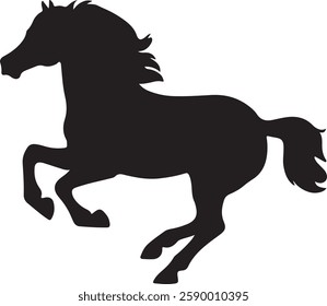 standing Arabian horse silhouette horse black Icon Vector sticker symbol 