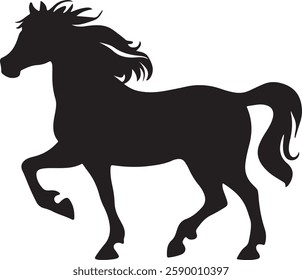 standing Arabian horse silhouette horse black Icon Vector sticker symbol 