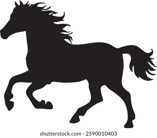 standing Arabian horse silhouette horse black Icon Vector sticker symbol 