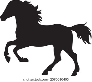 standing Arabian horse silhouette horse black Icon Vector sticker symbol 