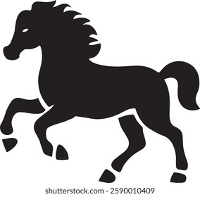 standing Arabian horse silhouette horse black Icon Vector sticker symbol 