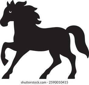 standing Arabian horse silhouette horse black Icon Vector sticker symbol 