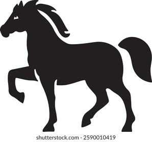 standing Arabian horse silhouette horse black Icon Vector sticker symbol 