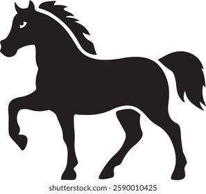 standing Arabian horse silhouette horse black Icon Vector sticker symbol 