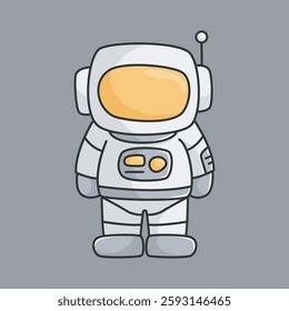 standing astronaut character in outline flat vector design
