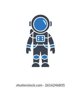 Standing Astronaut Figure Icon On White Background