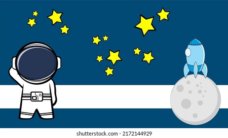 standing astronaut kid cartoon background in vector format