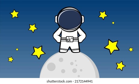 standing astronaut kid cartoon background in vector format