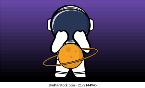 standing astronaut kid cartoon background in vector format