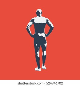 Standing athlete, abstract vector silhouette