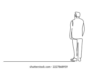 standing back turned mature business man looking across waiting