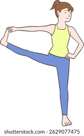 Standing Balance Yoga: Illustrated Woman in One Leg Pose