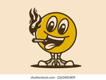 the standing ball character design with a cigarette on the mouth