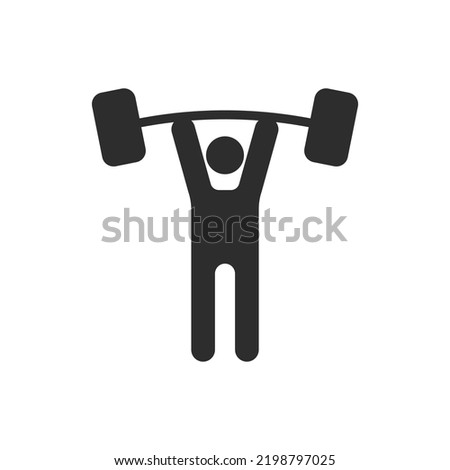 Standing barbell press icon. The man with the barbell. Strength Training. Monochrome black and white symbol