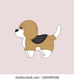 Standing Beagle from Side Cartoon Vector Illustration