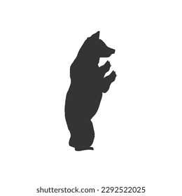 Standing bear black silhouette vector on a white background