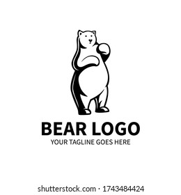 Standing bear logo template in black and white style