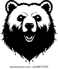 Standing Bear Silhouette Vector Black Wildlife Clipart on White Background