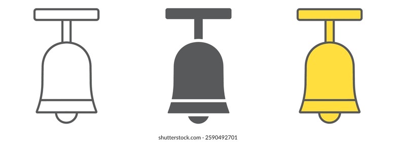 Standing bell icon collection, easter and religion, bell icon set, vector graphics, a linear pattern on a white background, eps 10