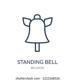 Standing bell icon. Standing bell linear symbol design from Religion collection. Simple outline element vector illustration on white background.