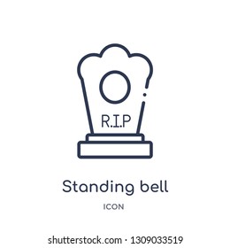 standing bell icon from religion outline collection. Thin line standing bell icon isolated on white background.