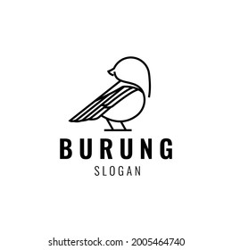 standing bird with look at back logo in minimalist outline monoline style design