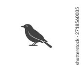 Standing bird silhouette, simple minimal black wildlife vector art