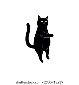 Ilustración permanente de gato negro aislada en fondo blanco