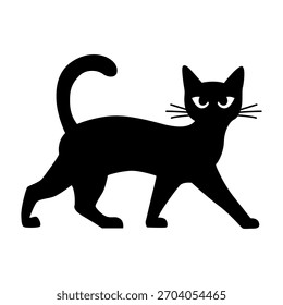 Vector negro de pie de la silueta del gato aislado en fondo transparente	