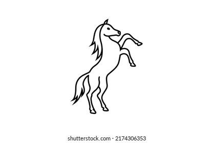 Standing black horse vector design, Standing outline horse