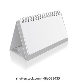 Standing blank calendar isolated on white background