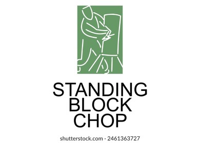 Standing block chop vector line icon. lumberjack sport. athlete chopping logs pictogram illustration.