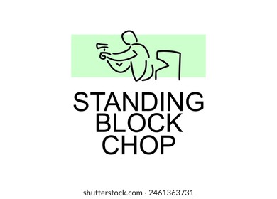 Standing block chop vector line icon. lumberjack sport. athlete chopping logs pictogram illustration.