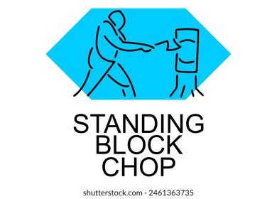 Standing block chop vector line icon. lumberjack sport. athlete chopping logs pictogram illustration.