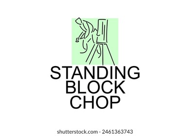 Standing block chop vector line icon. lumberjack sport. athlete chopping logs pictogram illustration.