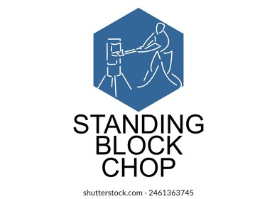 Standing block chop vector line icon. lumberjack sport. athlete chopping logs pictogram illustration.