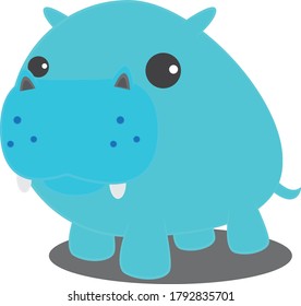 
a standing blue hippopotamus looks very charming and adorable